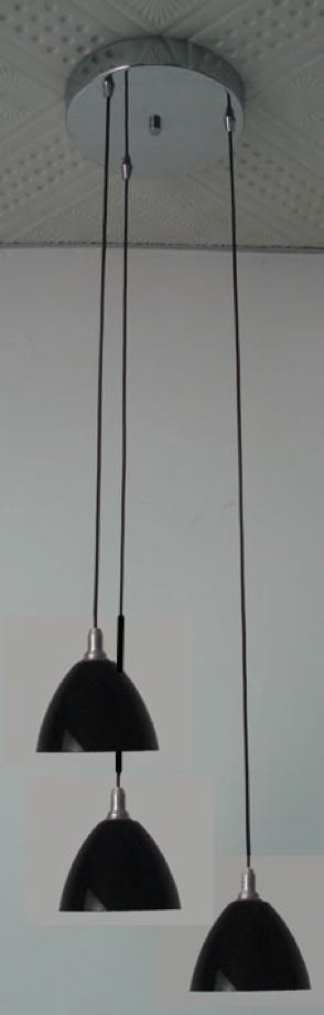Piccolo triple pendant with black glass