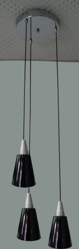 Coni  triple pendant with black glass