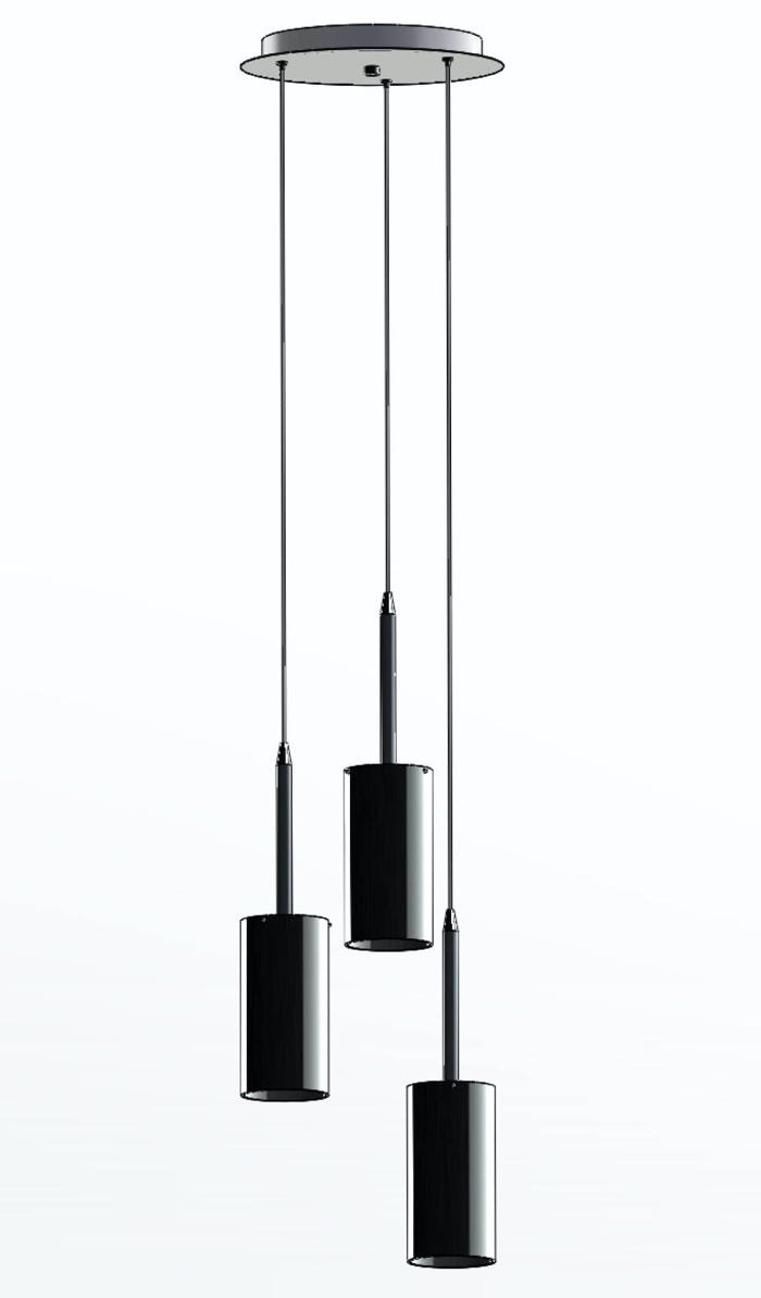 Tubus  3 pendant with mirror coated glass shade